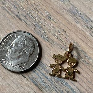Girl and boy pendant 14k gold